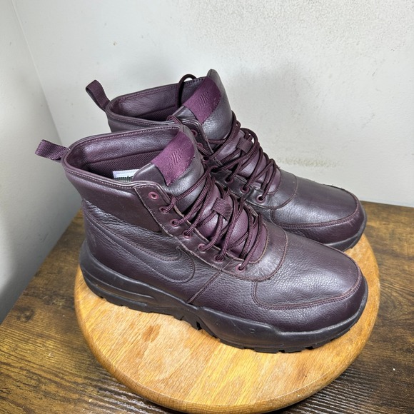Nike Manoa Leather Night Maroon Mens Boots 916816-601 High Top Hiking Work Shoes